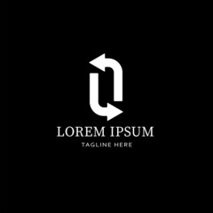 Vector logo with white arrows. Black background