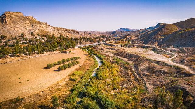 Salso River Valley Near Riesi and Sommatino, Province of Caltanissetta, Sicily, Italy, Europe