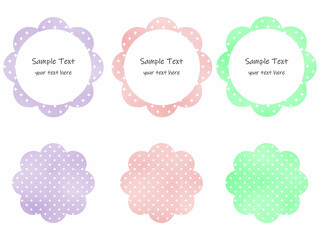 水彩で描いた濃淡のある花のドット柄フレーム