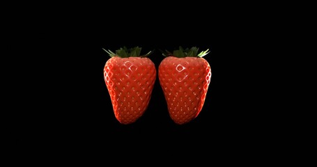 strawberry with the black background. 3d rendering