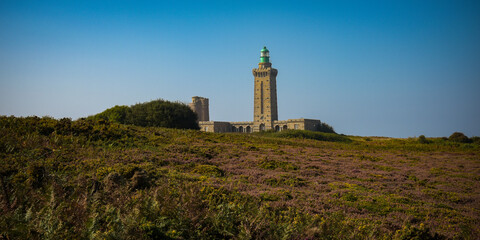 Fototapeta na wymiar view of the frehel cape with his lighthouse on brittany in france