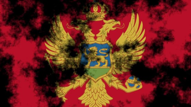 Montenegro Flag gets engulfed in evolving darkness