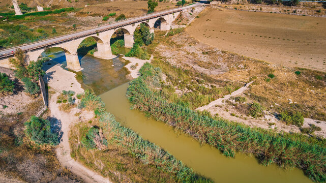 Salso River Near Riesi and Sommatino, Province of Caltanissetta, Sicily, Italy, Europe