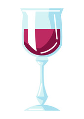 Illustration of glass goblet with red wine. Icon for bars and restaurants.