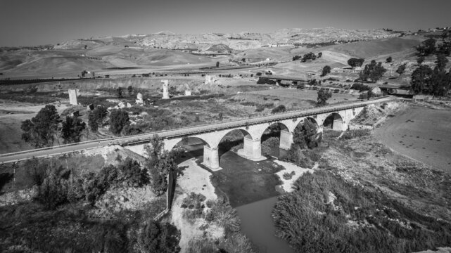 Salso River Near Riesi and Sommatino, Province of Caltanissetta, Sicily, Italy, Europe