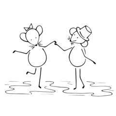 Two mice - a lady and a gentleman. Picture lines