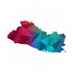 El Salvador Map - Abstract polygon vector illustration low poly colorful style gradient graphic on white background