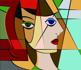 Colorful background, cubism art style,abstract portrait
