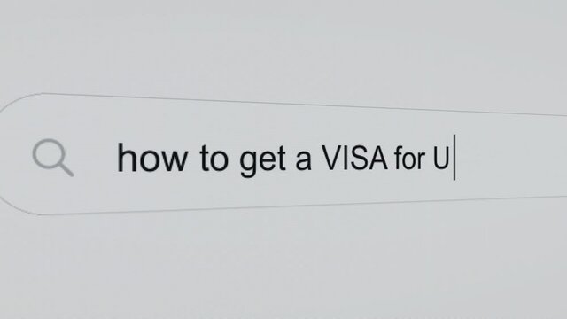 How to get a VISA for UK - Pc screen internet browser search engine bar typing future related question.