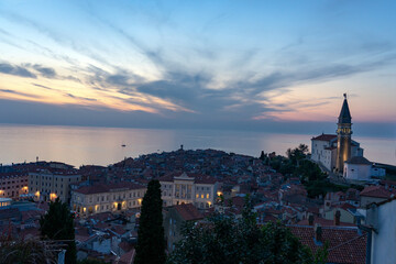 stunning sunset view from above in Piran Slovenia