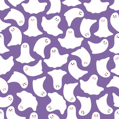 Halloween background. Cute ghost seamless pattern.