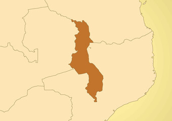 Malawi map old vintage Africa