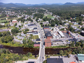 Aerial shot of Lancaster in New Hampshire, USA