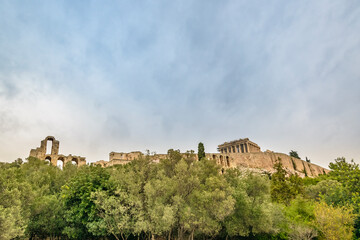 Fototapeta na wymiar Acropolis Long Distant View, Athens Greece