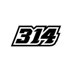 Racing number 314 logo on white background