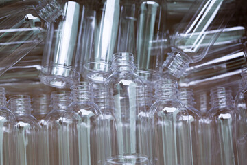 recycled plastic bottles,Plenty of plastic bottles on white background top view