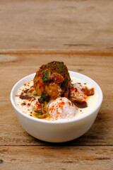 Dahi wada or dahi bhalla. This is delicious indian style food.