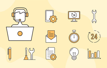 support service icons set