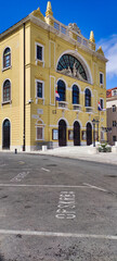 Fototapeta na wymiar Front view of Croatian National Theater in Split. Building in the historic center. Dalmatia. Croatia. Europe 