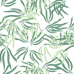 Naklejka na ściany i meble Doodle tropical leaves semless pattern.