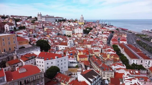 Lisboa- Vista aerea sobre Alfama at&eacute; ao Miradouro de Santa Luzia