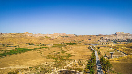 Sicilian Landscape with the Old Sulfur Mines Near Riesi and Sommatino, Province of Caltanissetta, Sicily, Italy, Europe