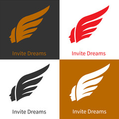 eagle wing hair man animal care icon logo