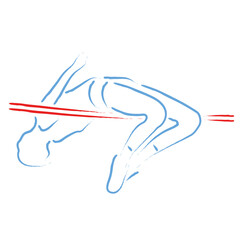 Athlete, athletics sport of high jump, stylized vector illustration