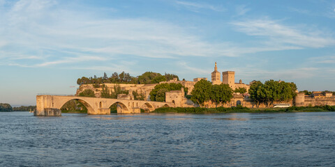 The Pont Saint-Benezet or Pont d'Avignon, a medieval bridge on the Rhone river in the town of Avignon, in southern France