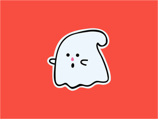 Cute and kawaii Little Ghost Halloween Character Illustration Sticker