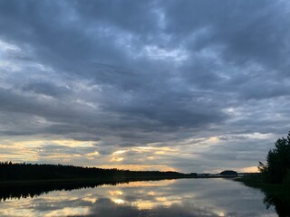 sunset over the river  (Maslozero, Karelia, Russia)
