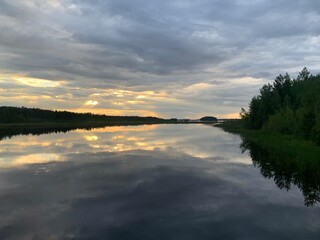 sunset over lake  (Maslozero, Karelia, Russia)