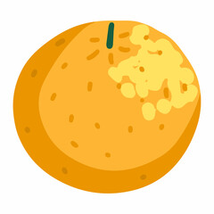 Mandarin, citrus fruit. Hand drawn vector illustration. Colored cartoon doodle. Single drawing isolated on white background. Element for design, print, sticker, card, decoration, wrap.