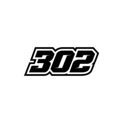 Racing number 302 logo on white background