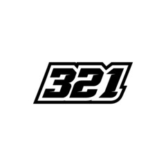 Racing number 321 logo on white background