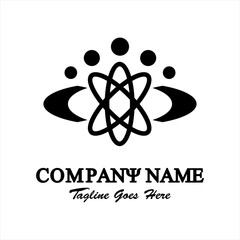 Black and white abstract vector logo. oval and dot flower illustration. Logo template for business. Simple and cool