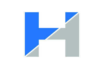 H letter logo design with blue and gry color.