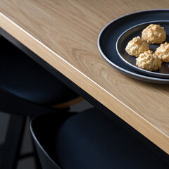 Cookies on decorative plates, close-up