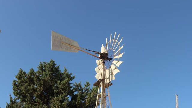 4k video footage of a multi-bladed windpump in Ayia Napa, Cyprus