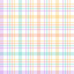 Plaid pattern. Colorful pastel design for spring autumn in purple, green, orange, yellow, white. Seamless houndstooth tartan check plaid vector for scarf or other modern fashion textile print.