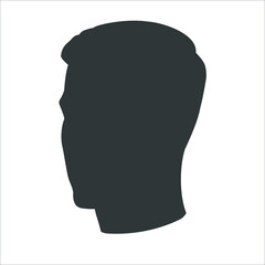 Set of man face silhouette. Different angles Front and profile view. Male portrait of young beautiful boy with trendy hairdo. Vector line sketch illustration.