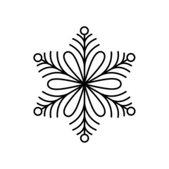 Black snowflake. Icon logo design. Ice crystal winter symbol. Template for winter design. 