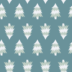 Obraz premium Winter seamless pattern with christmas tree in pastel colors. Background for textile, fabric, wallpaper, wrapping paper, scrapbook and packaging.