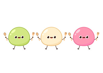 Mochi character design. wallpaper. free space for text. Mochi vector.