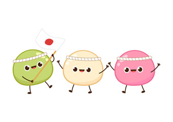 Mochi character design. wallpaper. free space for text. Mochi vector.
