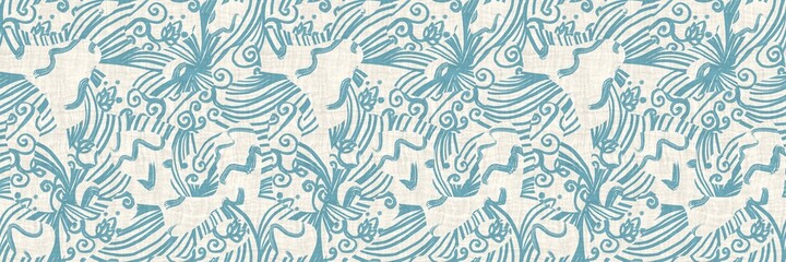 Fototapeta na wymiar Seamless two tone hand drawn brushed effect pattern border swatch. High quality illustration. Collage of minimal drawings arranged in a seamless pattern with fabric texture overlay. Rough scribble.