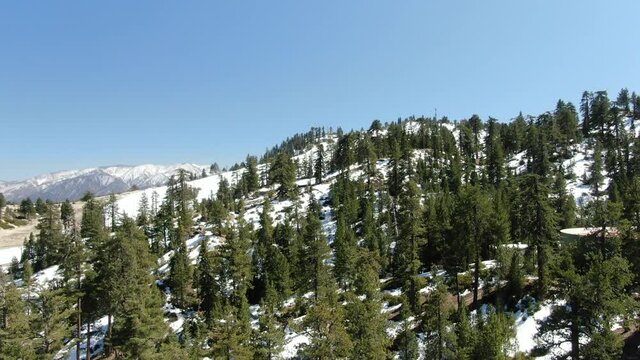 Big Bear Snow Valley Ski Resort Aerial Shot Forward San Bernardino Mountains California USA
