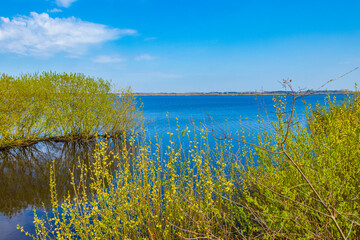Bad Bederkesa Lake See natural landscape on sunny day Germany.