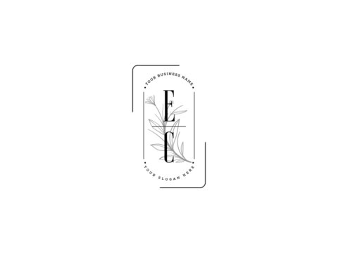 initial letter EC logo, Letter e c e c logo design vector illustration symbol template with circle and white background