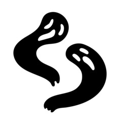 Two ghosts. Black silhouette of a ghost, vector icon isolated on white background.